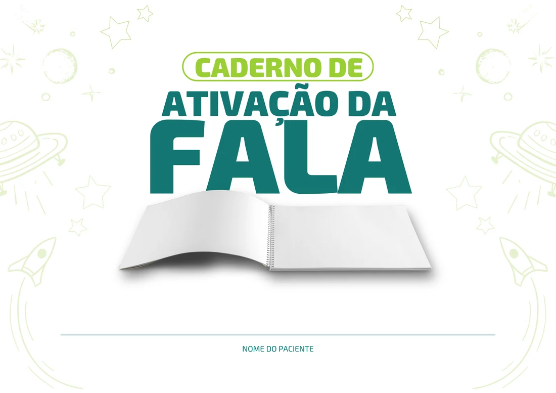 Capa do Caderno de Ativação da Fala com espaço para o nome do paciente